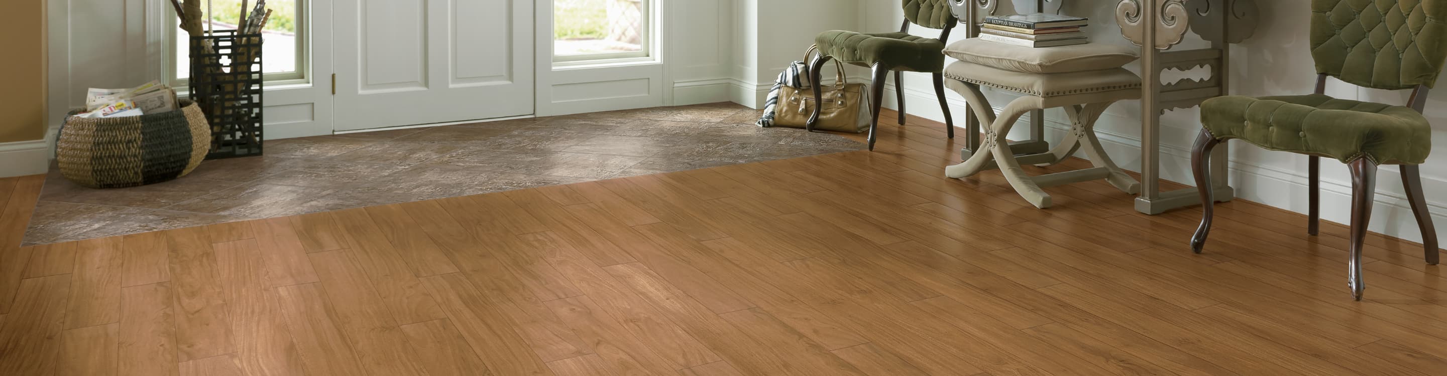 vinyl wood-look floor in a contemporary entryway